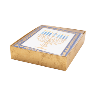 Caspari Gold Leaves Menorah Foil Classic Boxed Christmas Cards - includes 10 cards & envelopes 105220