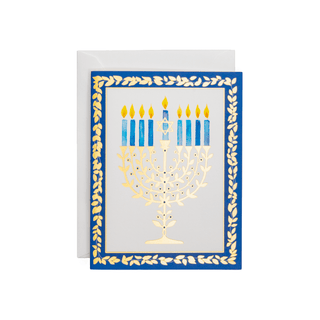 Caspari Gold Leaves Menorah Foil Classic Boxed Christmas Cards - includes 10 cards & envelopes 105220
