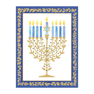 Caspari Gold Leaves Menorah Foil Classic Boxed Christmas Cards - includes 10 cards & envelopes 105220