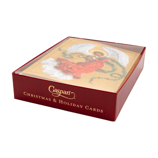 Caspari Angel With Garland Large Boxed Christmas Cards - includes 15 Boxed Christmas Cards 105302
