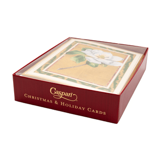 Caspari Magnolia Bloom Large Boxed Christmas Cards - includes 15 Boxed Christmas Cards 105305