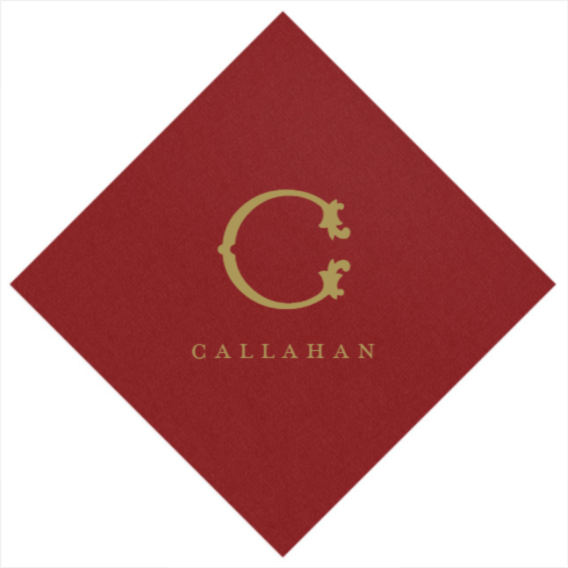 Personalization by Caspari Cranberry Paper Linen Personalized Cocktail Napkins 108CGPG