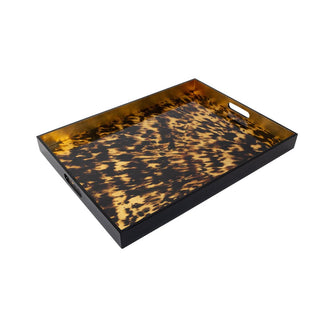 Caspari Tortoiseshell Lacquer Oversize Rect Tray - 30X22 10990LQXLGREC