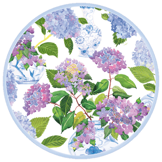 Hydrangeas And Porcelain Paper Placemats Round 12-In