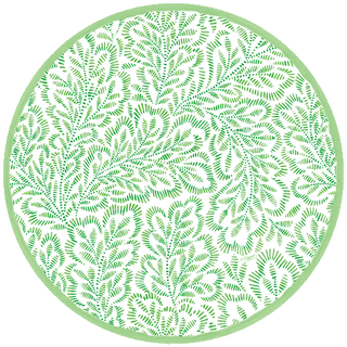 Caspari Block Print Leaves Green Paper Placemats Round 12-In 1103PPRND