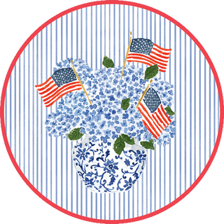 Caspari Flags And Hydrangeas Paper Placemats Round 12-In 1104PPRND