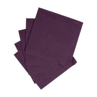 Caspari Paper Linen Aubergine Napkin Solid Airlaid Cocktail-15 In 110CG