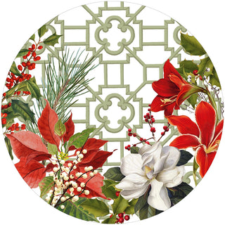 Caspari Christmas Garden Paper Placemats Round 12-In 1121PPRND