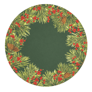 Caspari Evergreen And Berries Paper Placemats - includes 12 Paper Placemats 1128PPRND