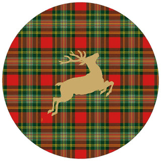 Caspari Reindeer Tartan Red Paper Placemats - includes 12 Paper Placemats 1129PPRND
