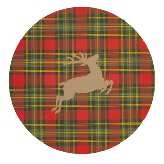 Caspari Reindeer Tartan Red Paper Placemats - includes 12 Paper Placemats 1129PPRND