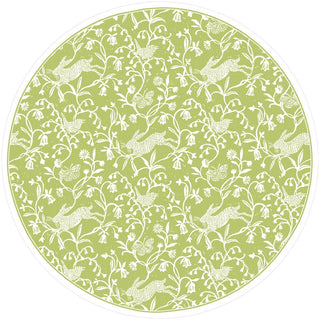Caspari Hedgerow Moss Green Paper Placemats Round - 12 per package 1133PPRND