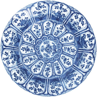 Caspari Indigo Garden 2 Blue/White Paper Placemats Round - 12 per package 1134PPRND