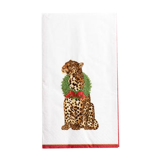 Caspari Wild Christmas Ivory Guest Towel 11480G