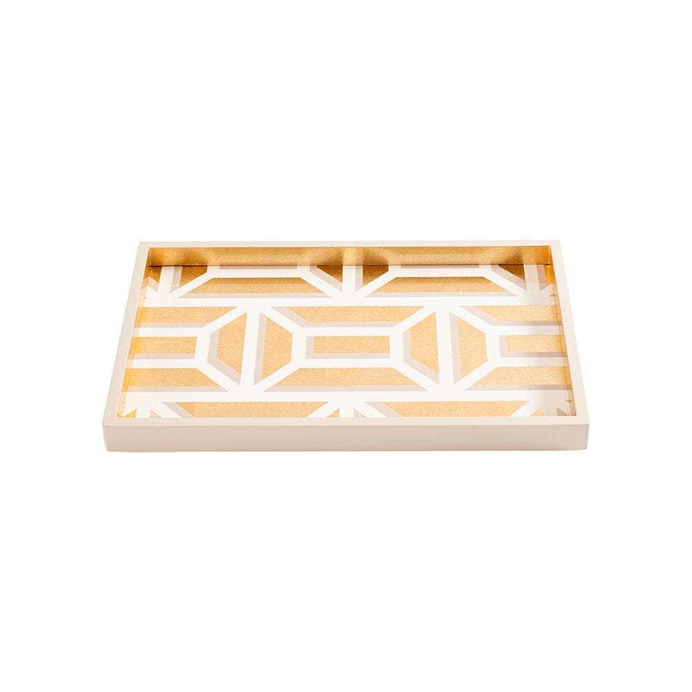 11700LQSMREC, Garden Gate White/Gold Lacquer Sm Rect Tray-8 7/8 X 13 3/4, Any Occasion, Gold, Everyday, Trellis & Lattice Caspari 11700LQSMREC, Garden Gate White/Gold Lacquer Sm Rect Tray-8 7/8 X 13 3/4, Any Occasion, Gold, Everyday, Trellis & Lattice Caspari