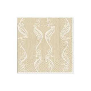 Caspari Seahorses Sand Cocktail Napkin - package of 20 11891C