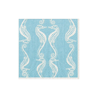 Caspari Seahorses Robin'S Egg Cocktail Napkin - package of 20 11893C