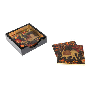 Caspari Le Jardin De Mysore Lacquer Coasters Set Of 4 11930LQCSET