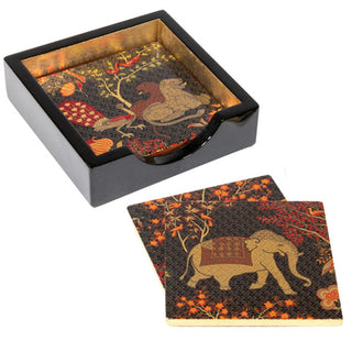 Caspari Le Jardin De Mysore Lacquer Coasters Set Of 4 11930LQCSET
