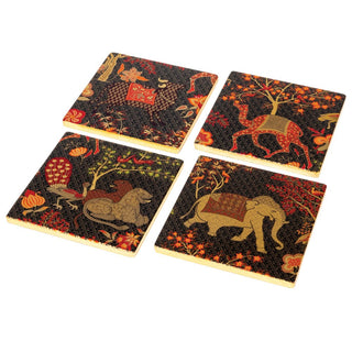 Caspari Le Jardin De Mysore Lacquer Coasters Set Of 4 11930LQCSET