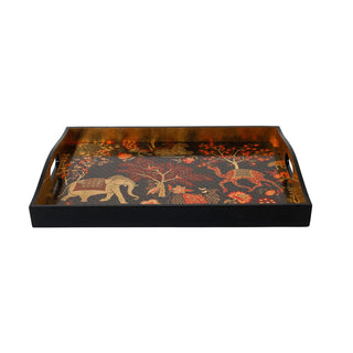 Caspari Le Jardin De Mysore Lacquer Large Rectangle Tray - 21X15 11930LQREC