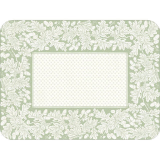 Caspari Oak Leaves & Acorns Sage Green/Ivory Paper Placemats Rectangle 12-In 1203PPREC
