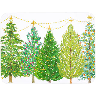 Caspari Christmas Trees With Lights Paper Placemats Rectangle 12-In 1206PPREC
