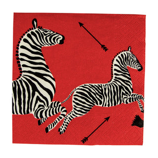 Zebras Red Napkin Cocktail
