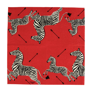 Zebras Red Napkin Cocktail