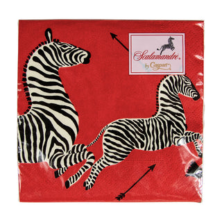 Zebras Red Napkin Cocktail