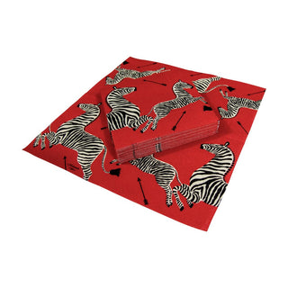 Caspari Zebras Red Napkin Cocktail 12180C