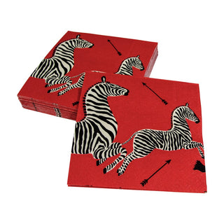 Caspari Zebras Red Napkin Cocktail 12180C