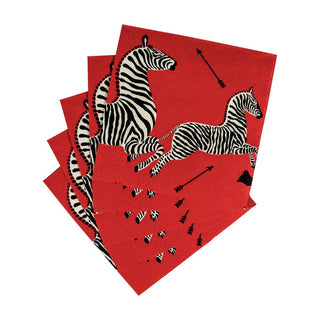 Caspari Zebras Red Napkin Cocktail 12180C