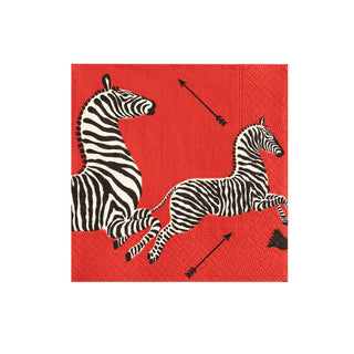 Caspari Zebras Red Napkin Cocktail 12180C