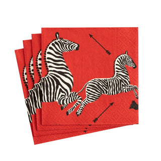 Caspari Zebras Red Napkin Cocktail 12180C