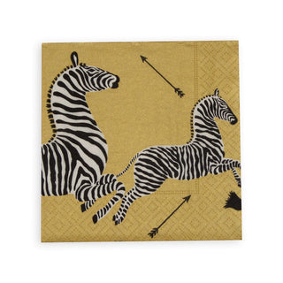 Caspari Zebras Paper Cocktail Napkins in Gold - 20 Per Package 12181C