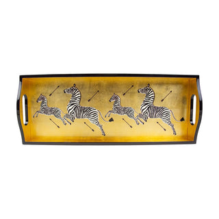 Caspari Zebras Gold Bar Lacquer Trays - Single Tray 12181LQBAR