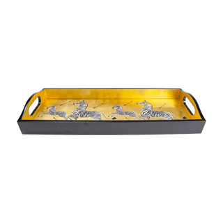 Caspari Zebras Gold Lacquer Trays - 1 Each 12181LQBAR