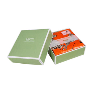 Caspari Zebras Orange  Napkin Box Cocktail - 40 per box 12182B