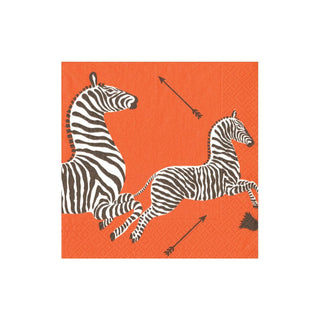 Caspari Zebras Orange Cocktail Napkins - 20 Per Package 12182C