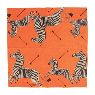 Caspari Zebras Orange Napkin Cocktail 12182C