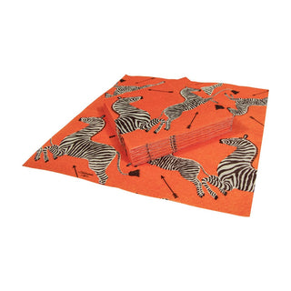 Caspari Zebras Orange Napkin Cocktail 12182C