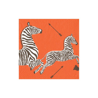 Caspari Zebras Orange Napkin Cocktail 12182C