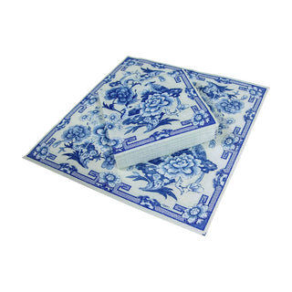 Caspari Blue And White Napkin Cocktail 12450C