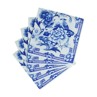 Caspari Blue And White Napkin Cocktail 12450C