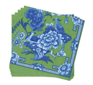 Caspari Green And Blue Plate Dinner Napkins - 20 Per Package 12451D