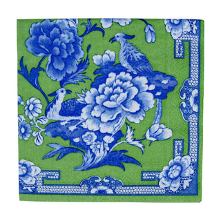 Caspari Green And Blue Plate Napkin Dinner 12451D