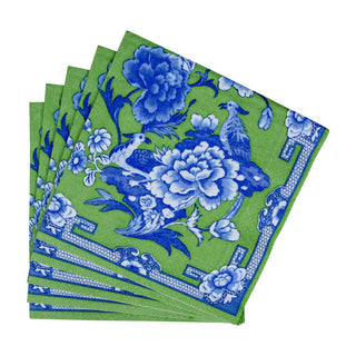 Caspari Green And Blue Plate Napkin Dinner 12451D