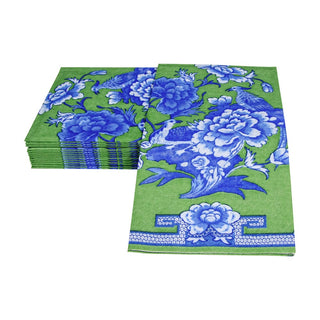 Caspari Green And Blue Plate Guest Towel 12451G