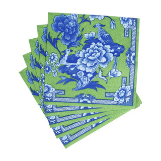 Caspari Green And Blue Plate Napkin Luncheon 12451L